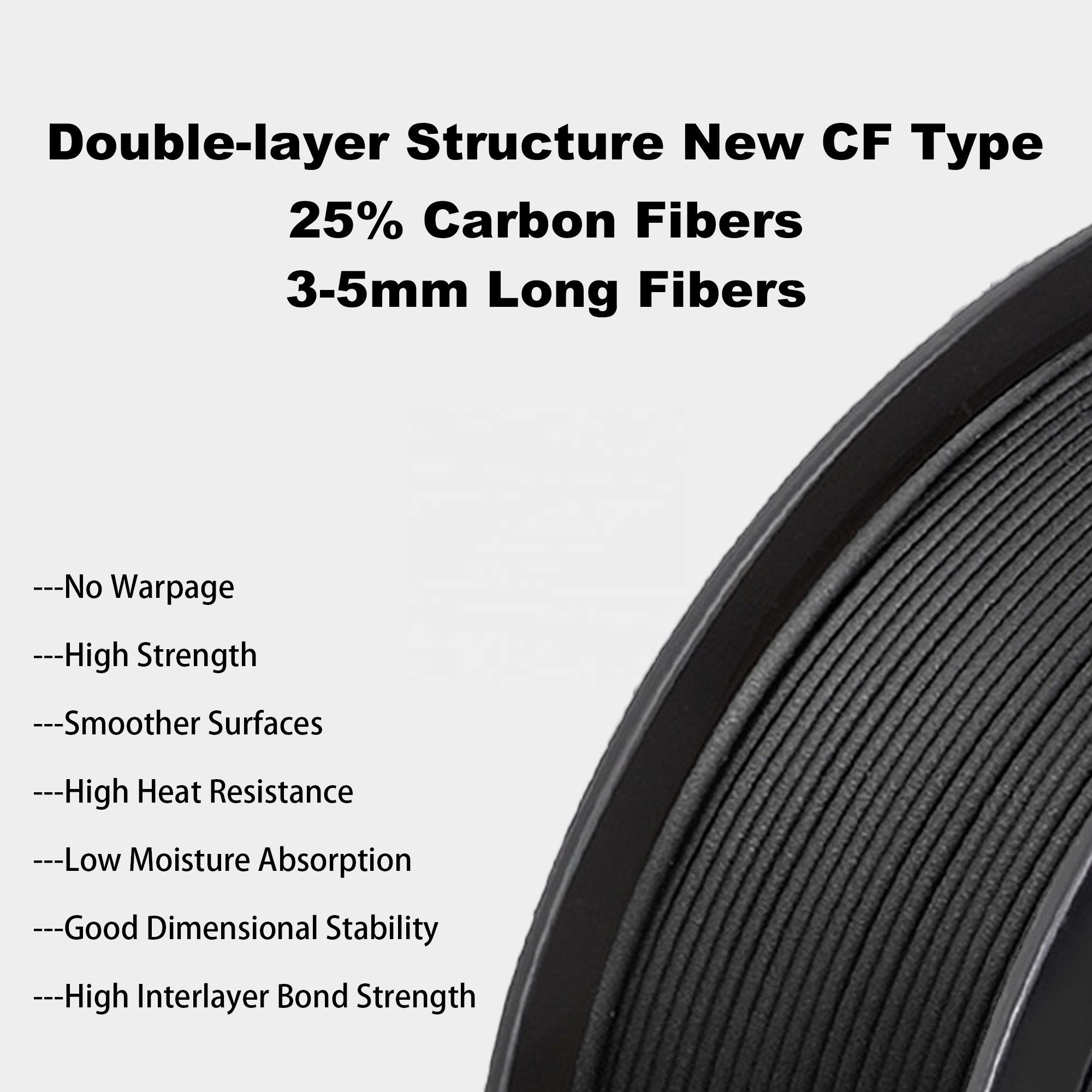 Sợi in 3D PA6 CF (nylon 6 gia cố sợi carbon) | 1,75 mm & 2,85 mm | Sợi in 3D loại kỹ thuật Sợi in 3D PA6 CF (nylon 6 gia cố sợi carbon) | 1,75 mm & 2,85 mm | Sợi in 3D loại kỹ thuật